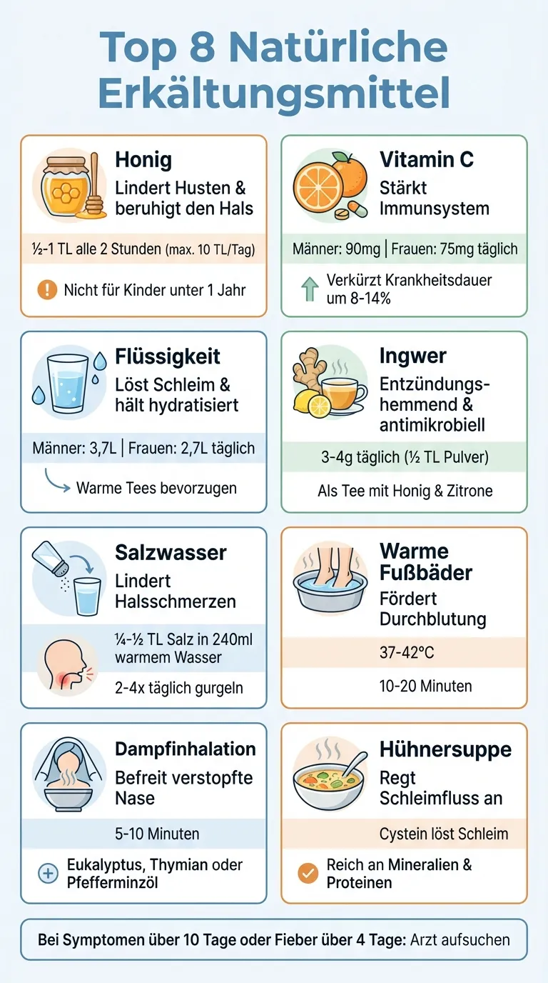8 natürliche Hausmittel gegen Erkältung im Überblick